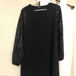 Sequin Sleeve Black Dress